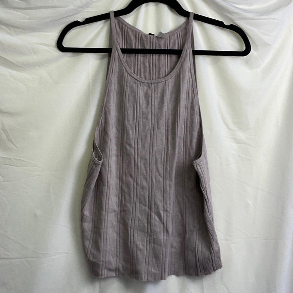 Divided Taupe Ribbed Tank Top